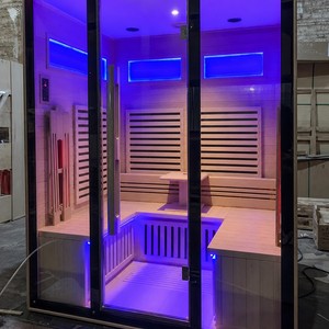 Sauna Tradicional Interior para el Hogar, Sauna Seca de Madera de Hemlock para 4 Personas, Certificación <span class=keywords><strong>CE</strong></span>, Sauna de Vapor Doméstica de Lujo para la Salud - Product Image 4