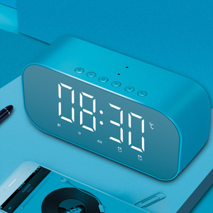 Reloj Despertador S5 con Espejo y Altavoz, con Pantalla de Temperatura, Forma Ovalada, Alimentado por USB, Reloj de Escritorio - Product Image 2