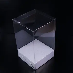 豪华透明透明塑料方形花卉玩具宠物展示包装礼品盒，带纸夹