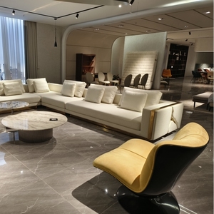Nouveau titane or en forme de L canapé ensemble <span class=keywords><strong>luxe</strong></span> artistique concepteur grande maison canapé personnalisé salon grand canapé Villa entraîneur - Product Image 5