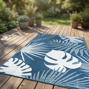 Tapis d'extérieur personnalisé en plastique, grand format, antidérapant, résistant aux taches, rembourré, style moderne et épuré, nouvelle technique de tissage, logo imprimé, pour la maison - Product Image 1