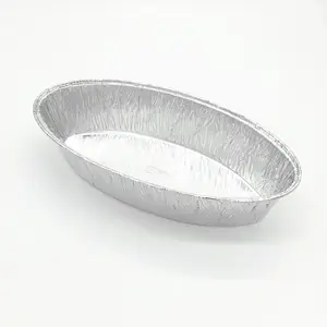 2100ml di foglio di alluminio ovale contenitore per alimenti per alimenti per cucinare barbecue surgelati per uso domestico all'ingrosso vassoio di alluminio usa e getta