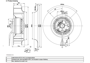 Ventilador Centrífugo de CA R2E220-AD19-11 de 220 mm, 230 VCA, 2600 RPM, 800 CFM, 200 W, Impulsor de Curva Directa, Unidad de Ventilación Industrial AHU - Product Image 4