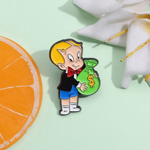 Richie Rich Geld Bag Emaille Pin Broche Stripfiguur Art Badge Hoeden Kleding Rugzak Decoratie Sieraden Accessoires - Product Image 2