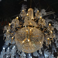 Lustre en cristal doré de style européen Maria Theresa pour mariage, hôtel, salon, lampe suspendue de luxe