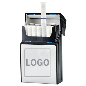 कस्टम लोगो धातु लिबास प्लास्टिक सिगरेट बॉक्स धूम्रपान सामान हार्ड निविड़ अंधकार 20 टुकड़ा सिगरेट मामले