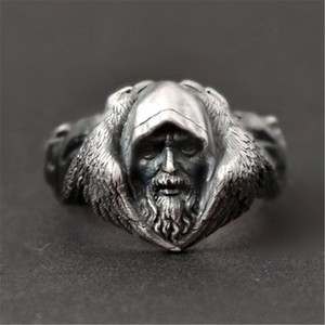 Nordische Mode Vintage Herren Wikinger Fenrir <span class=keywords><strong>Wolf</strong></span> Odins Rabe Punk <span class=keywords><strong>Ring</strong></span> Amulett Schmuck Geschenk - Product Image 1