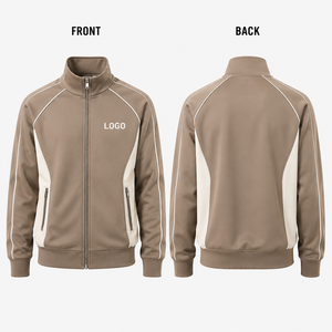 Custom <b>Track</b> <b>Jacket</b> <b>Men</b> Contrast Panel Full Zip Stand Collar Piping Design Zipper Pocket Athletic Warm Up Training Sportswear - Product Image 2