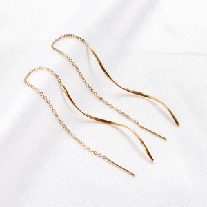 Boucles d'oreilles pendantes élégantes en acier inoxydable avec longues pampilles pour femmes, couleur or, accessoires de bijoux en métal pour piercing d'oreille - Product Image 6