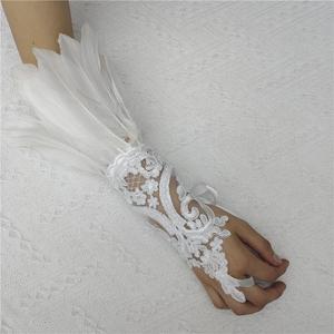 Vente chaude fête plume crochet <span class=keywords><strong>doigt</strong></span> gants fête boule noir dentelle accessoires - Product Image 3