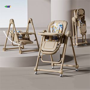 Chaise haute pour bébé 3 en 1 réglable, grande assiette, table à manger pour nourrissons, chaise berçante, pliable, facile à utiliser pour l'alimentation et les repas du bébé - Product Image 1