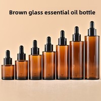 Flacon compte-gouttes en verre brun 20ml 30ml 40ml 50ml 60ml à épaule plate pour sérum et huile essentielle avec col doré et bulbe noir, en vrac
