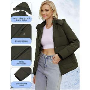 2025 Women's Lightweight <b>Winter</b> <b>Coats</b> <b>Waterproof</b> Quilted Puffer Jacket Removable Hood Warm Thicken Design for Comfort Style - Product Image 6