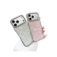 Coque de téléphone antichoc en TPU électroplaqué avec motif coquillage, cœur et nœud en diamant