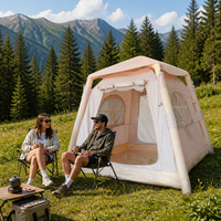 Tente familiale gonflable de luxe en PVC, colonne d'air Oxford, imperméable 2000-3000mm, double couche, 3-4 personnes, 4 saisons, pompe électrique