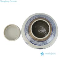 RZKT04-AE  Jarre en porcelaine bleue et blanche de style Ming avec motif paysager, jarre décorative en porcelaine chinoise