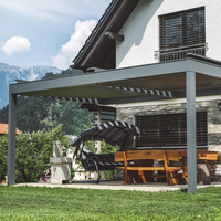 Pérgola de Techo con Persianas Ajustables Eléctricas, para Jardín, Exterior, Resistente a la Lluvia, para Patio