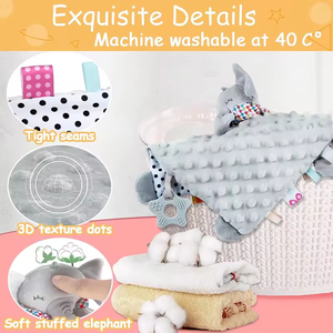Baby Comforter Blanket <strong>Stuffed</strong> <strong>Animal</strong> <strong>Newborn</strong> Sleeping Snuggle Plush Toys Super Soft Hanging Elephant Dolls With Teether Rattles - Product Image 5
