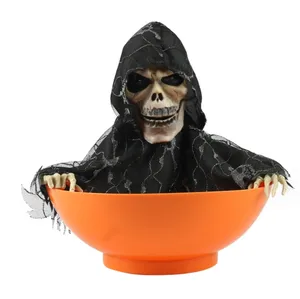 Halloween spooky toy Spooky candy bowl Light up Sound skeleton spooky candy dish