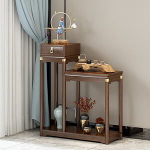 Wood Console <b>Table</b> With Shelf For Living Room Storage And Display Asian Style - Product Image 2