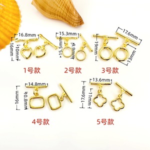 Fermoirs en Cuivre Plaqué Or 18K pour Bijoux : Cœur, Trèfle, Carré, Rond – Accessoires DIY pour Colliers, Bracelets et Chaînes - Product Image 4