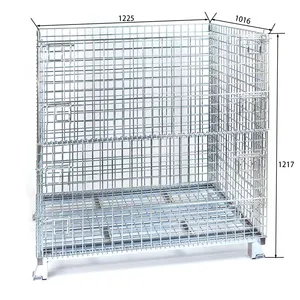 Industry Hanging Storage Wire Baskets Collapsible Stillage Cage Wire Mesh Container Pallet Box Foldable Metal Storage Pallet