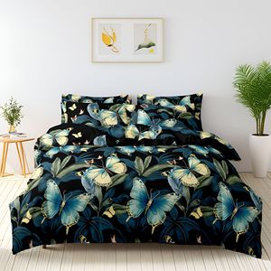 Ensemble de trois pièces comprenant une housse de couette et une taie d'oreiller en polyester 100 % 300 fils, motif végétal américain, imprimé plié et brossé - Product Image 3