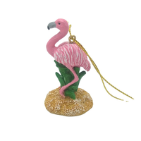Ornement de Noël tropical peint à la main avec logo personnalisé, souvenir d'Aruba, Bahamas, flamant rose