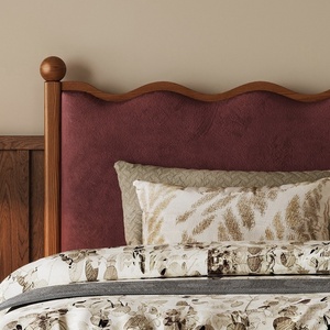 Stile retrò francese 1.8m in pelle frassino letto King Size moderno Ripple Design antico per piccolo appartamento camera da letto matrimoniale - Product Image 4