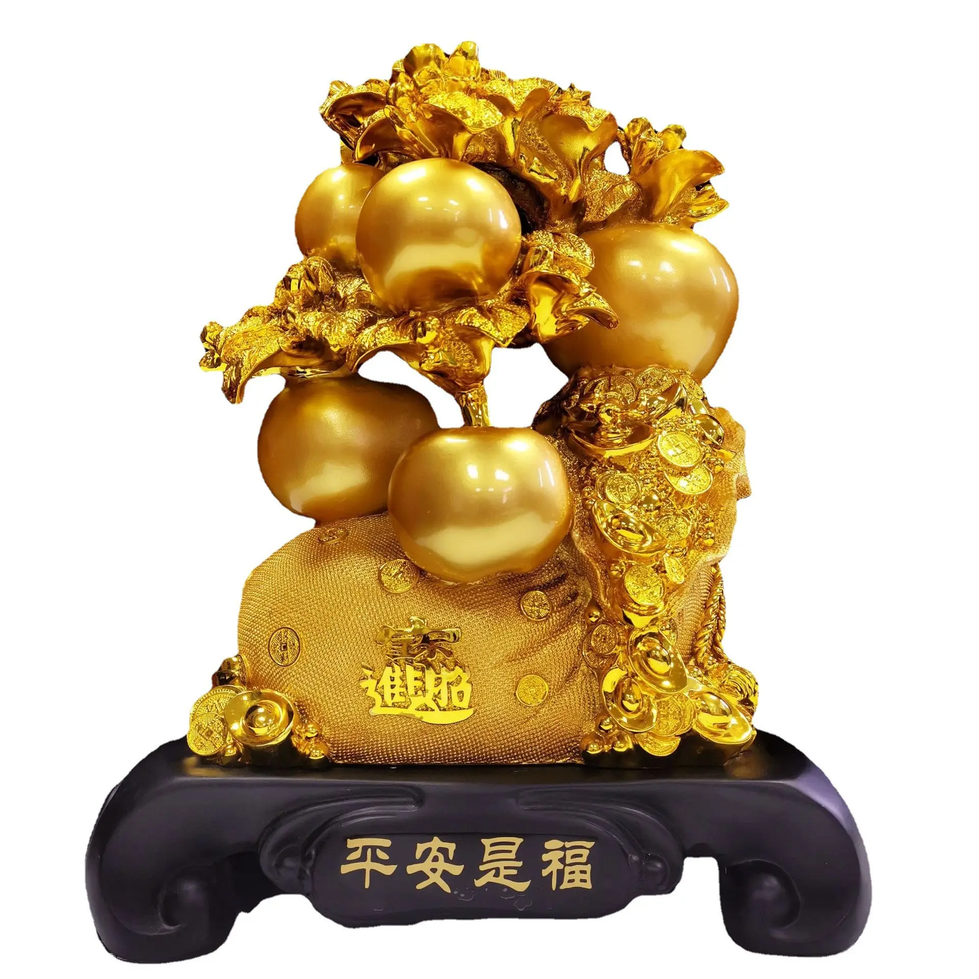2023 Modern Chinese Style Fengshui Resin Apple Sculpture Apple Resin Ornaments Living Room Wine Cabinet Bedroom Home Decoration