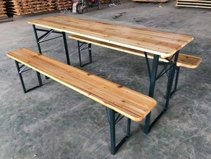 Ensemble table et banc pliants en bois pour festivals de bière en plein air, barbecues et pique-niques - Product Image 2