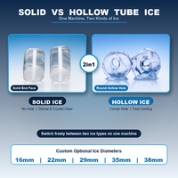 Machine à glace tubulaire refroidie par air de 1 tonne, en acier inoxydable 304, pour glace creuse ou solide de 35 mm, économe en énergie, longue durée de vie, pour boissons fraîches
