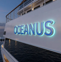 Enseigne lumineuse LED de luxe en acier inoxydable de qualité marine, lettres pour yacht, nom de bateau illuminé pour la décoration du pont de navire de croisière