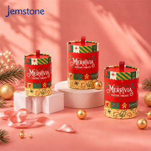 Printed Christmas Food Paper Tube for Chocolate Candy <b>Recyclable</b> Cardboard Tube Paper Cylinder <b>Box</b> Packaging with Ribbon Tab - Product Image 4