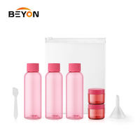 BSCI WCA ISO9001 5 pièces mignon soins de la peau cosmétiques crème Lotion huile 100ml clair PET plastique voyage vide paquet bouteille ensemble Kit