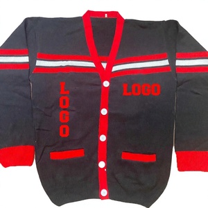Cardigans personnalisés pour sororités et fraternités, pulls en acrylique tricotés à col en V pour femmes, logo brodé universitaire, style universitaire hivernal preppy - Product Image 1
