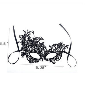 Lady's Black Lace Hohl gesicht Sexy venezia nische Maskerade Ball Halloween Party Kostüm Kostüm Augen Requisiten Made Metal PVC Prom - Product Image 5