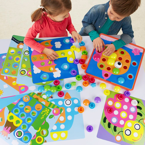 Préscolaire apprentissage jouets éducatifs pour enfants couleur correspondant mosaïque Pegboard activité ensemble champignon ongle jouet bouton Art - Product Image 4