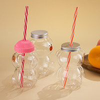 Bouteille d'eau en plastique personnalisée en forme d'ours en peluche de 300 ml et 500 ml, tasses à café et à jus mignonnes en forme de dessin animé pour le thé et le lait – Vente en gros