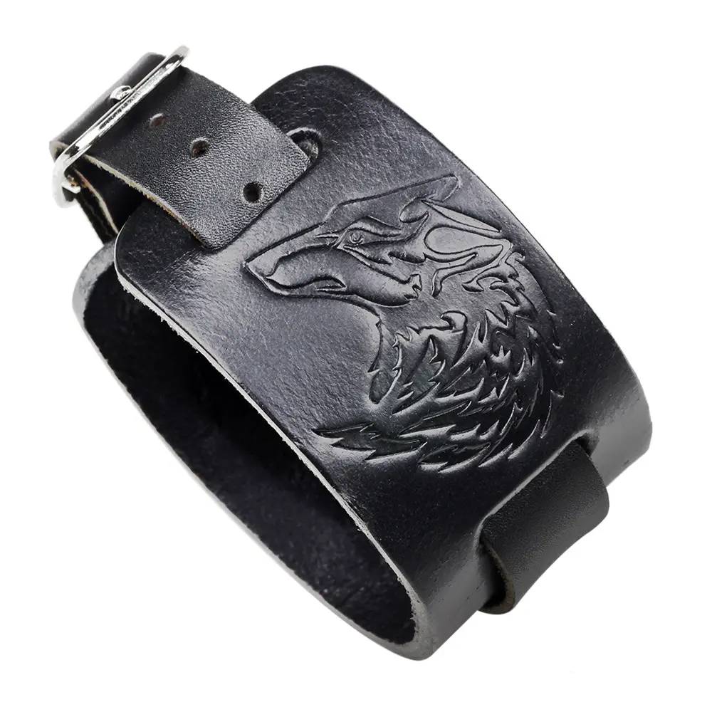 Jewelrox Viking Jewelry Genuine Leather Men Bracelet Viking Wristband Viking Wolf Bracelet