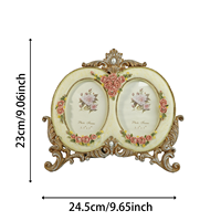 Cadre photo en résine 3D rose gaufré à double ouverture, style campagnard français, pour décoration de bureau, vente en gros, OEM