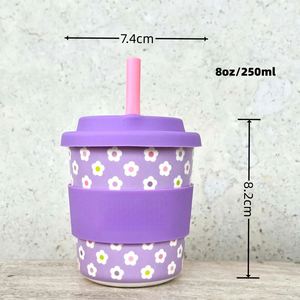 8Oz <b>Bamboo</b> Fiber Eco-Friendly Portable Coffee <b>Mug</b> With Lid Custom Logo Dishwasher-Safe Reusable for Business Gifts - Product Image 2