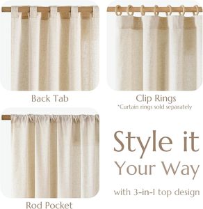 Cortinas de Lino Lavables Color Beige Natural, Cortinas Japonesas para Ventana de Hogar, Cortinas Largas - Product Image 5