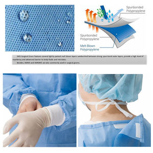 Camici monouso isolamento SMS 30 40 45gsm camice chirurgico rinforzato Sterile per visita clinica ospedale - Product Image 2