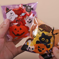 Sacs OPP autocollants pour Halloween, motif citrouille, fantôme, chat, sacs en plastique transparent pour bonbons, biscuits, friandises, emballages cadeaux pour fêtes