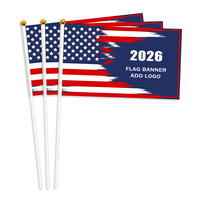 Drapeaux à main en polyester 14x21 cm pour activités de plein air, avec mât en plastique, impression numérique pour voitures et défilés