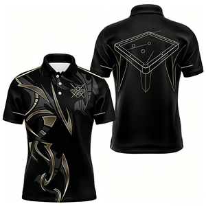 Camiseta de Billar para Hombre S.Q.F, Diseño de Corona de 8 Bolas, Impresión 3D por Transferencia de Calor, Uniforme de Equipo, Estilo Vintage, 300 Gramos, 100% Algodón de Lujo - Product Image 4