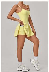 Robe de tennis sans manches avec short pour femme, vêtements de pickleball coupe ajustée, vêtements de tennis, LOGO personnalisé - Product Image 2