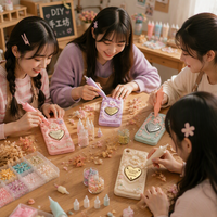 Accessoires décoratifs rétro, frais, simples et colorés en résine et strass pour coiffures, pinces à cheveux et coques de téléphone