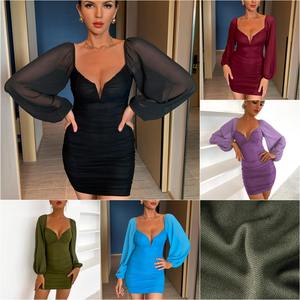 Abito plissettato senza schienale <span class=keywords><strong>da</strong></span> donna capodanno _ eleganti abiti <span class=keywords><strong>da</strong></span> <span class=keywords><strong>sera</strong></span> in maglia tinta unita a doppio strato Mini <span class=keywords><strong>abbigliamento</strong></span> femminile - Product Image 3